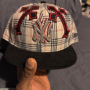 Stylish Plaid Cap with Red Accents
